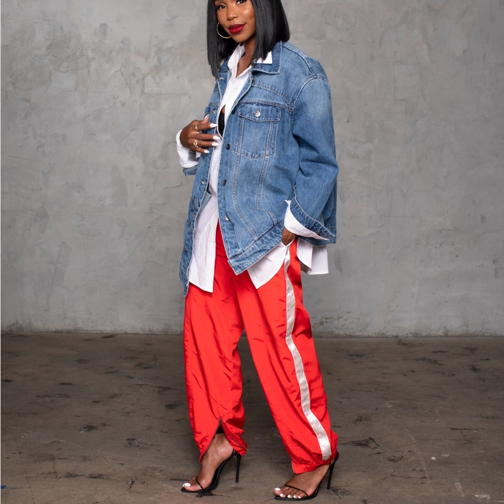 Kahlana Barfield Brown Future Collective Target Red High Rise Track Pant XXS